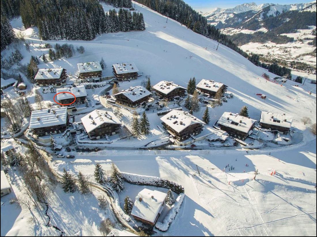 Emplacement de l'appartement dans la résidence, au cœur des pistes